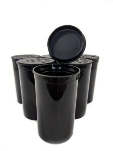 19-Dram Black-Pop Top Bottle Rx Vial Medical Grade Pill Box Herb Container