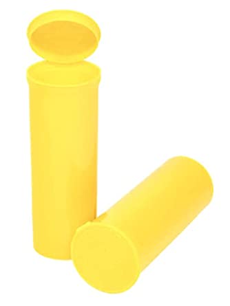 Philips Empty Prescription Pop Top Vial Made in USA Pack of 75 Dry Herb Containers with Child Resistant Solid Lemon Yellow Color 60 Dram Medical Pharmacy Pill Bottles