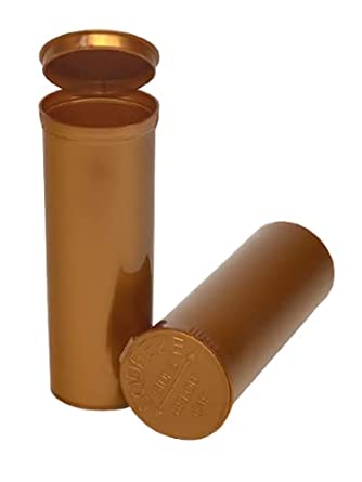 Philips Empty Prescription Pop Top Vial Made in USA Pack of 75 Dry Herb Containers with Child Resistant Solid Gold Color 60 Dram Medical Pharmacy Pill Bottles