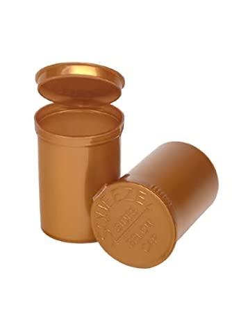 Philips Empty Prescription Pop Top Vial Made in USA Pack of 150 Dry Herb Containers with Child Resistant Solid Gold Color 30 Dram Medical Pharmacy Pill Bottles