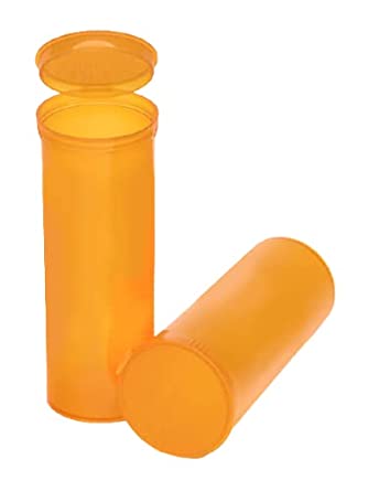 Philips Empty Prescription Pop Top Vial Made in USA Pack of 75 Dry Herb Containers with Child Resistant Translucent Amber Color 60 Dram Medical Pharmacy Pill Bottles
