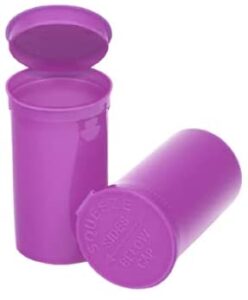Philips Empty Prescription Pop Top Vial Made in USA Pack of 225 Dry Herb Containers with Child Resistant Solid Grape Purple Color 19 Dram Medical Pharmacy Pill Bottles
