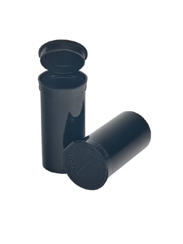 Philips Empty Prescription Pop Top Vial Made in USA Pack of 225 Dry Herb Containers with Child Resistant Solid Black Color 19 Dram Medical Pharmacy Pill Bottles