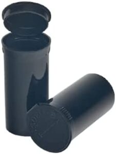 Philips Empty Prescription Pop Top Vial Made in USA Dry Herb Containers with Child Resistant Solid Black Color 13 Dram Medical Pharmacy Pill Bottles